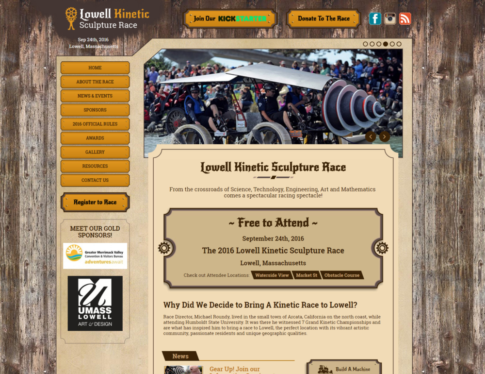 Lowell Kinetic Sculpture Race Website Design